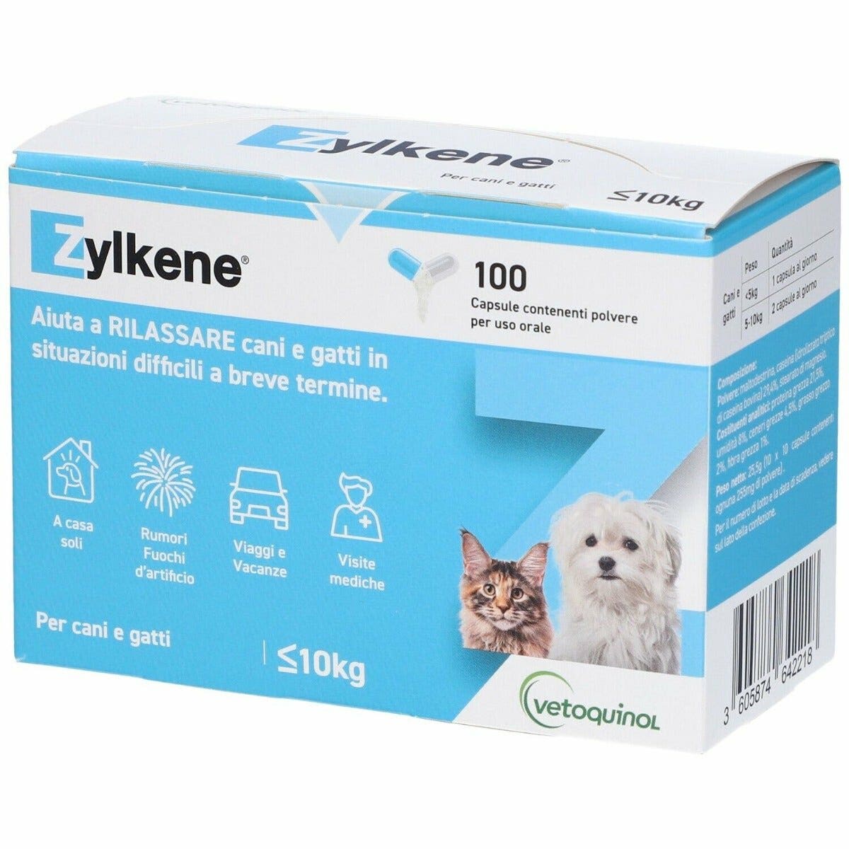 Zylkene Mangime Complementare per Cani e Gatti 75mg 100 Capsule - immagine 2